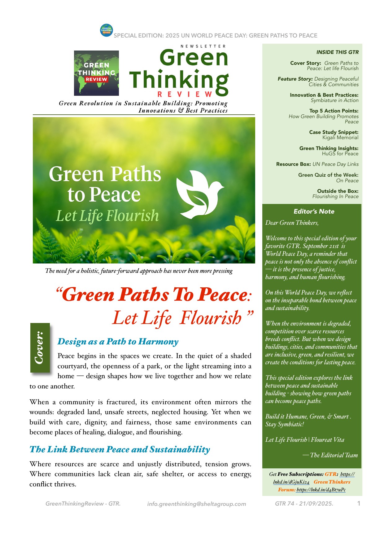 Cover of GTR 74: Green Paths to Peace